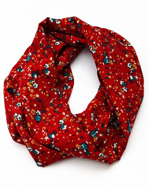 Red Floral - infinity scarf